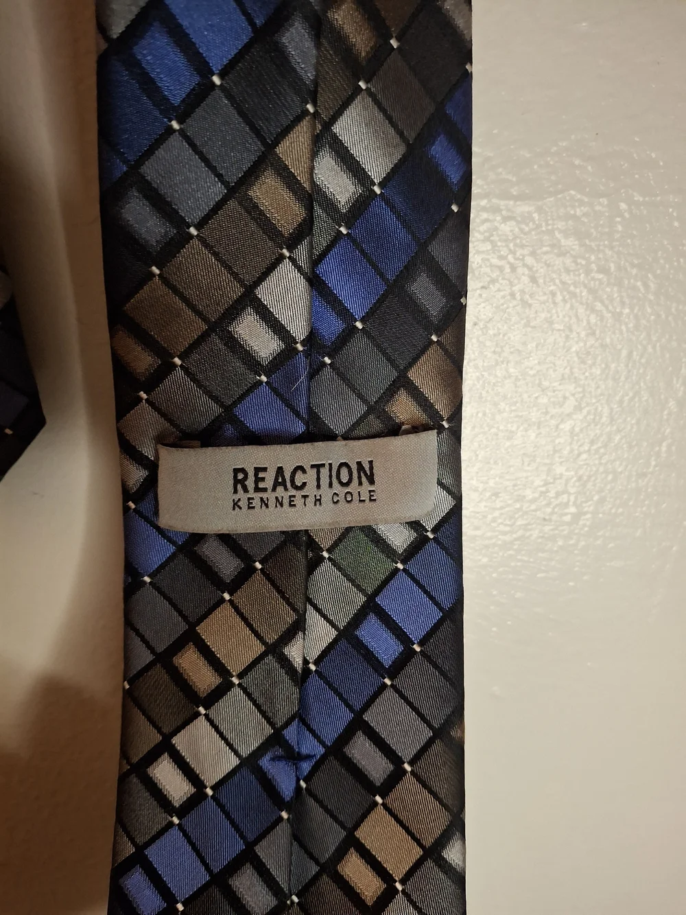 Kenneth Cole Blue, Gray and Brown Geometric Men's Tie